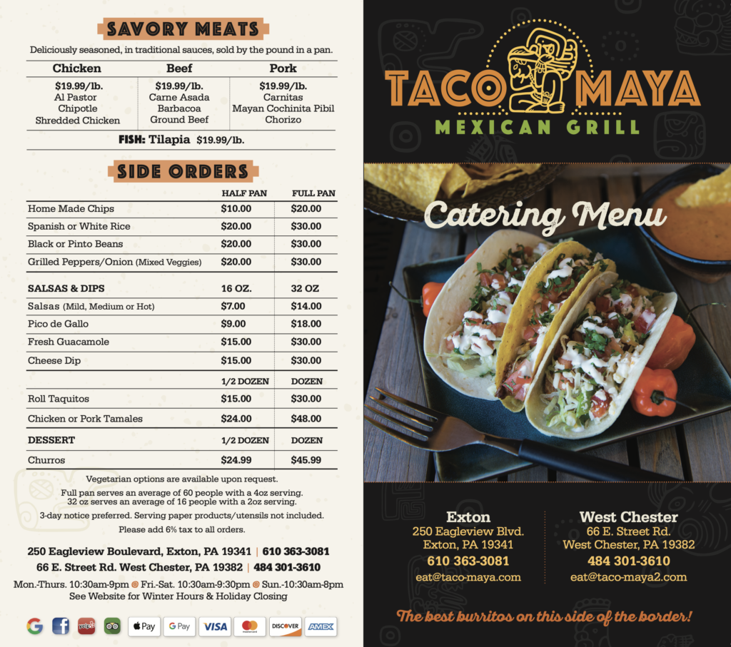 Taco Maya Catering Menu Front